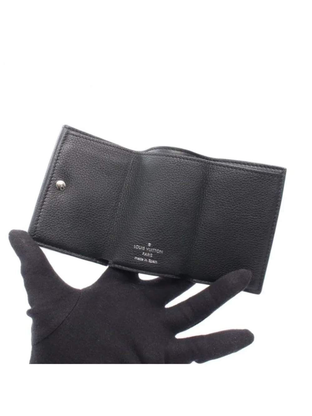 Louis Vuitton Trifold Wallet Portefeuille Lock Mini Noir Leather